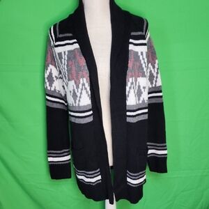 NWT Pink Republic Black and White Cardigan with Red Accents M